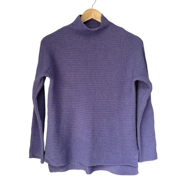 Bartolini Made In Italy Cashmere Blend Mock Neck Purple Sweater, Small - Picture 1 of 8